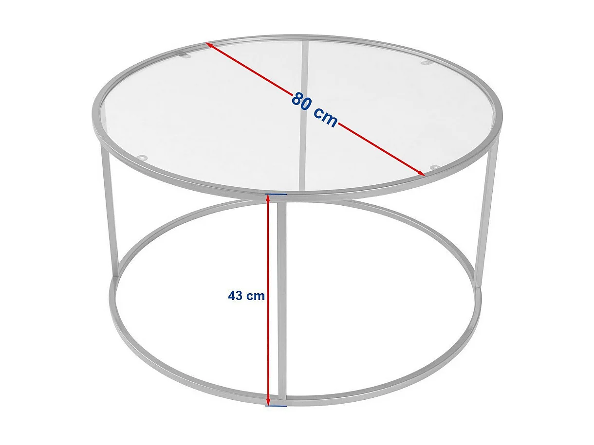 Table basse ronde avec plateau en verre D80 cm - AURUM