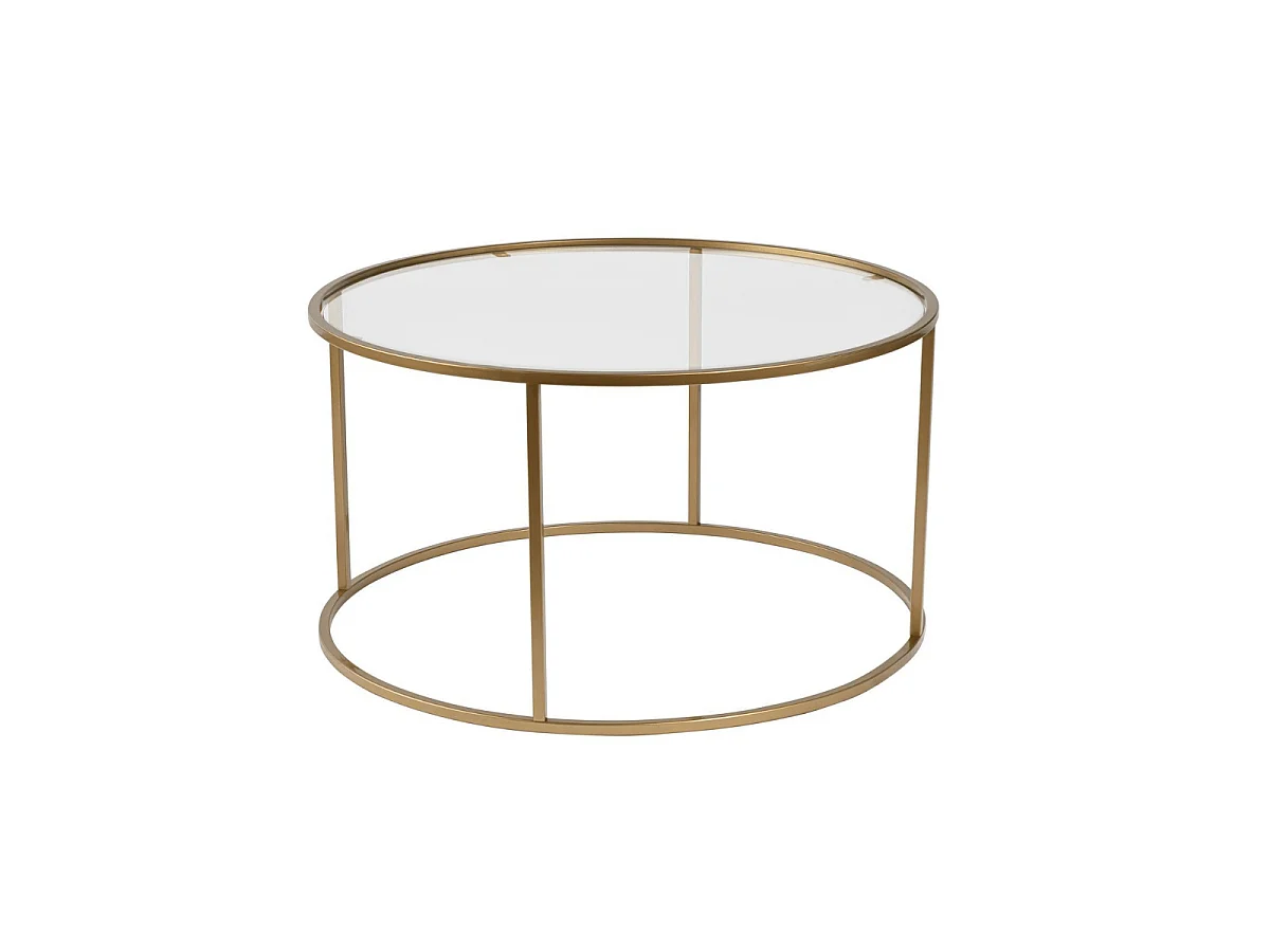 Table basse ronde avec plateau en verre D80 cm - AURUM