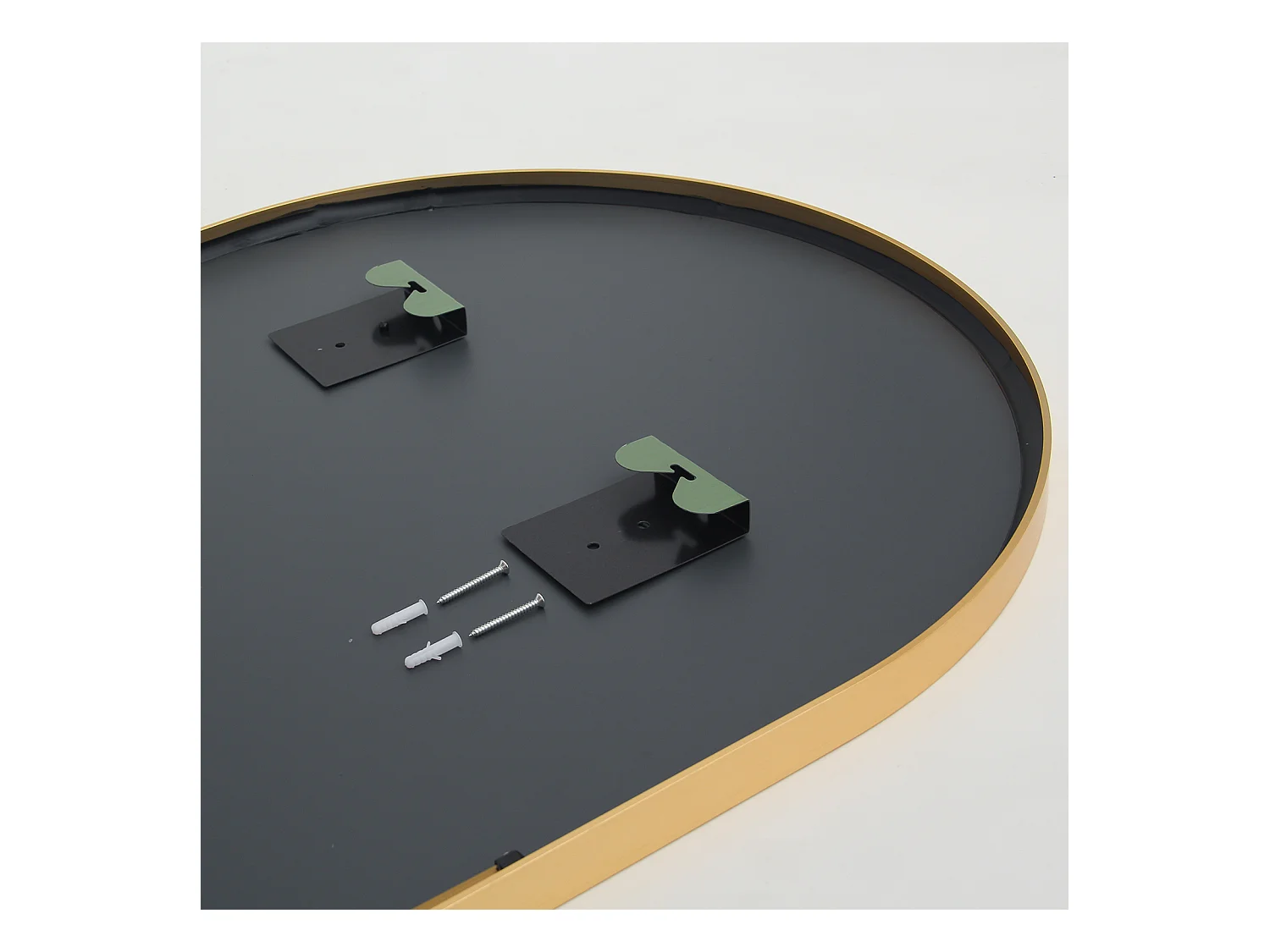 Espejo de maquillaje de vidrio templado, marco de aleación de aluminio, arqueado, 165 x 60 cm, dorado