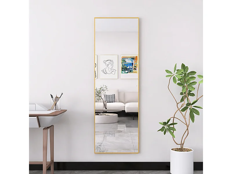 Make-upspiegel van gehard glas, frame van aluminiumlegering, rechthoekig 162*53 cm, goud