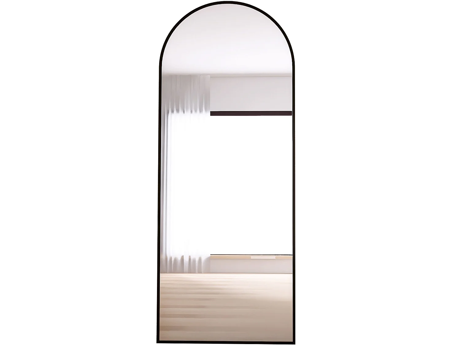 Miroir pleine longueur avec cadre fin noir 165 x 60 cm, grand miroir sur pied, chambre, dressing et miroir mural