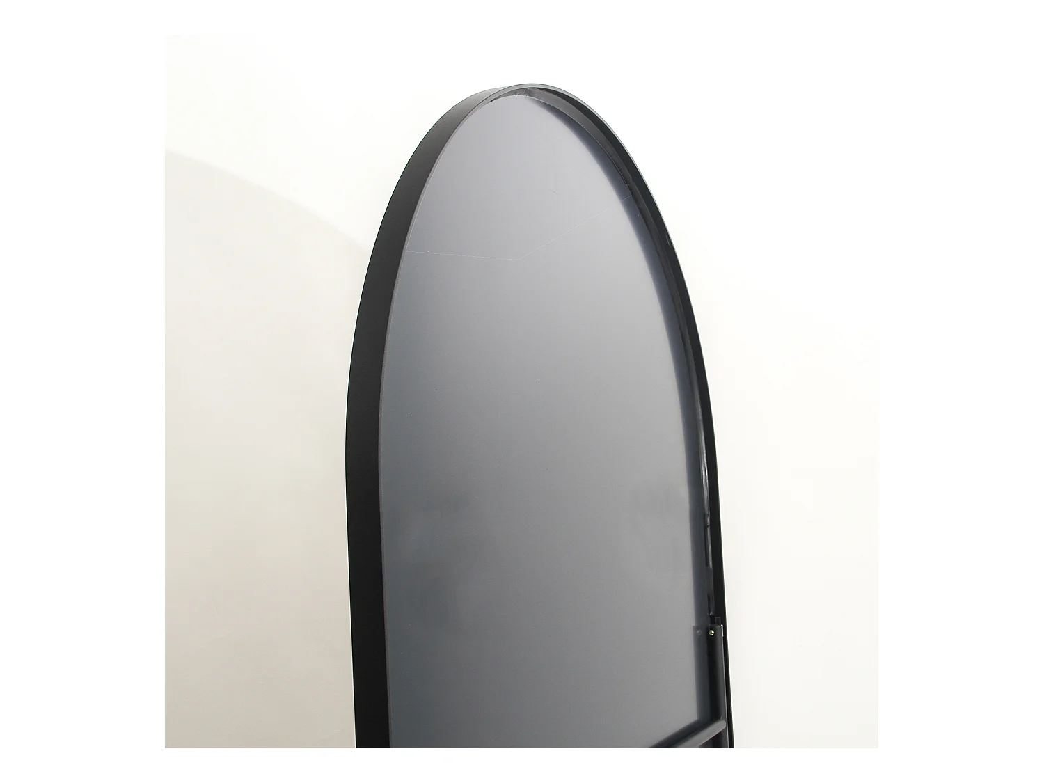 Miroir sur pied, cadre en aluminium avec support, H162cm, L53cm, noir