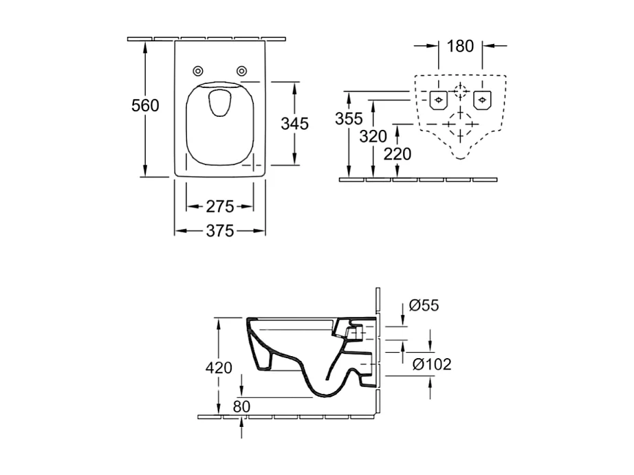 WC suspendu sans bride VILLEROY ET BOCH Memento 2.0 avec abattant Pure Black