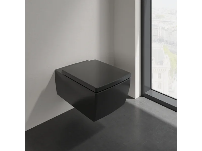 WC suspendu sans bride VILLEROY ET BOCH Memento 2.0 avec abattant Pure Black