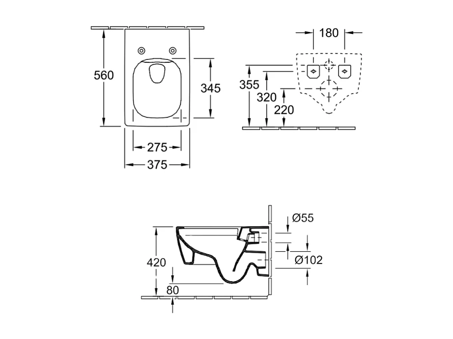 WC suspendu sans bride VILLEROY ET BOCH Memento 2.0 avec abattant Pure Black