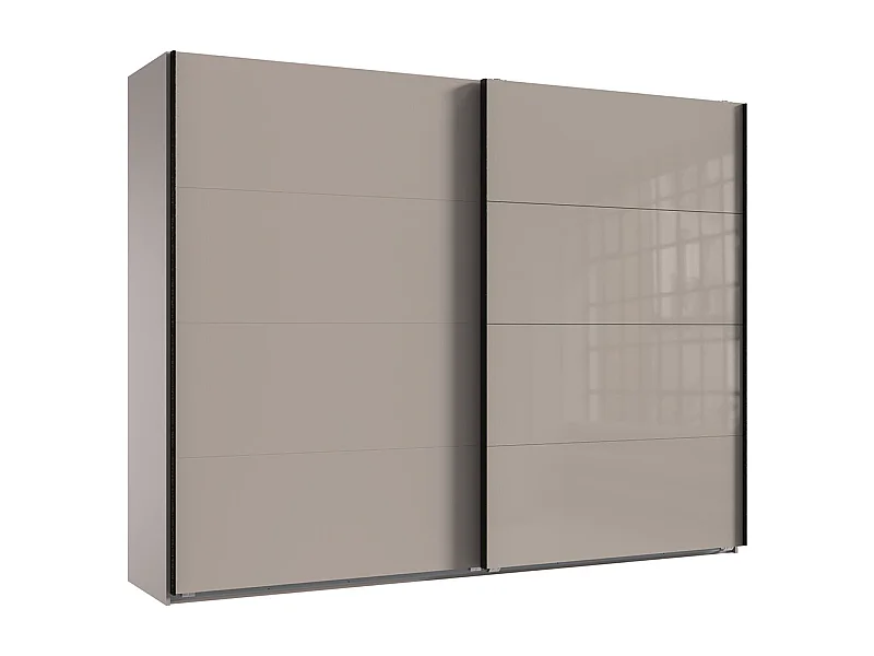 Armoire à portes coulissantes coloris Gris et verre coloris gris,  graphite  -Longueur 270 x Hauteur 208 x Profondeur 65 cm 