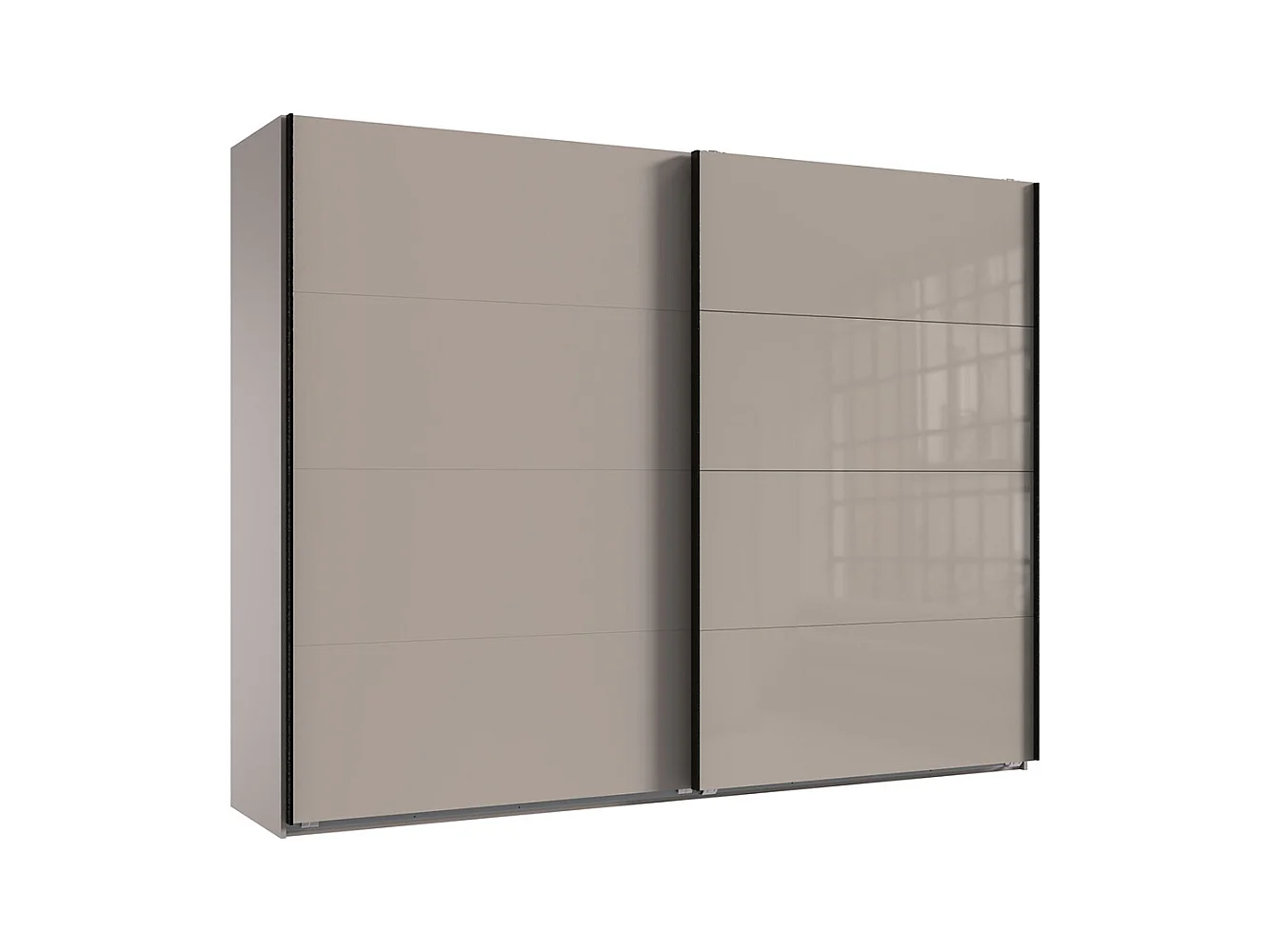Armoire à portes coulissantes coloris Gris et verre coloris gris,  graphite  -Longueur 270 x Hauteur 208 x Profondeur 65 cm 