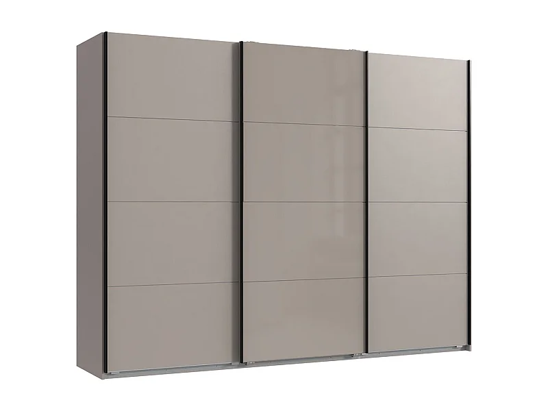 Armoire à portes coulissantes coloris Gris et verre gris,  graphite  -Longueur 270 x Hauteur 208  x Profondeur 65 cm 