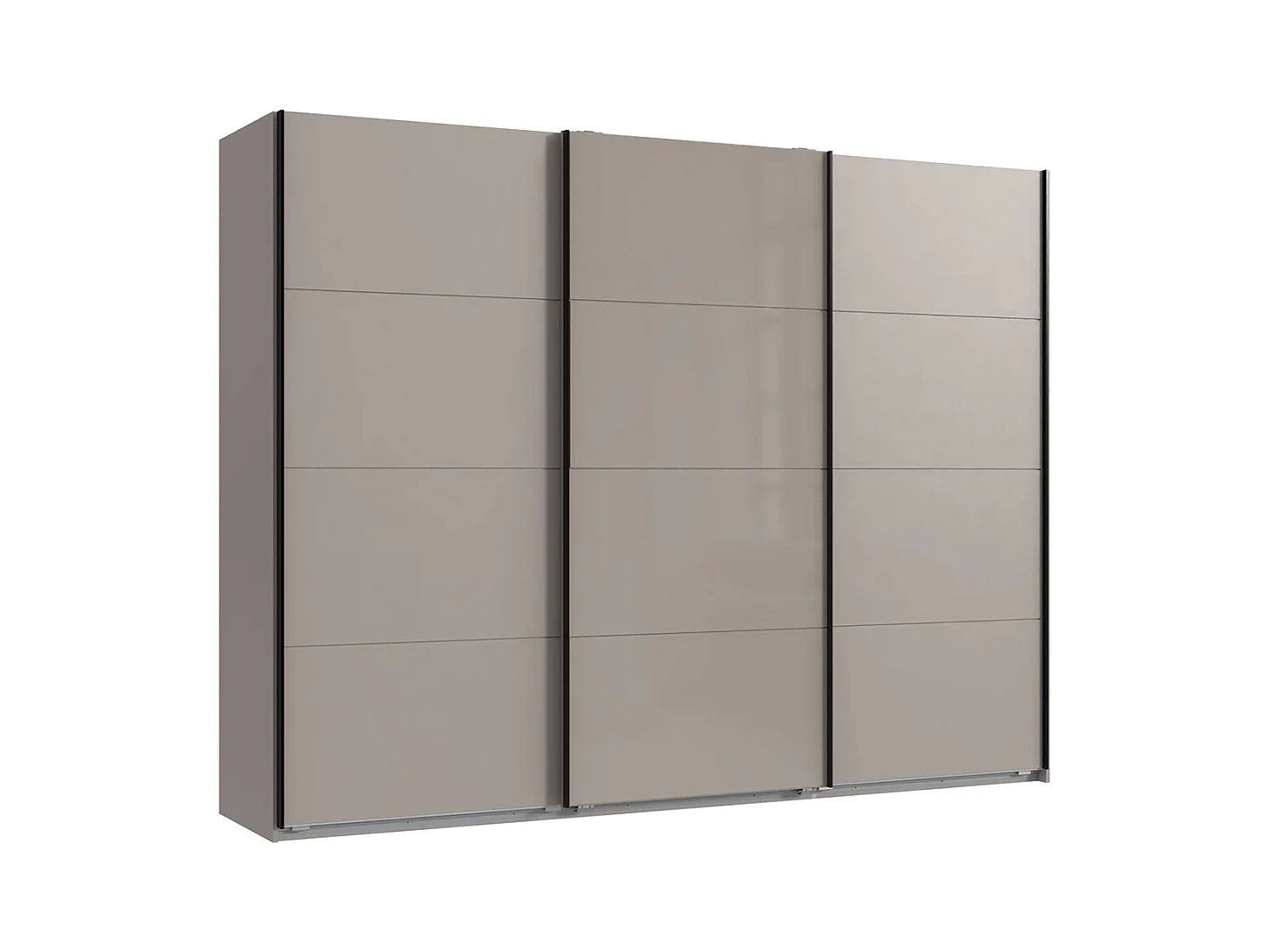 Armoire à portes coulissantes coloris Gris et verre gris,  graphite  -Longueur 270 x Hauteur 208  x Profondeur 65 cm 