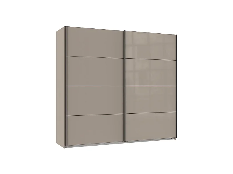 Armoire à portes coulissantes coloris Gris et verre coloris gris,  graphite  -Longueur 225 x Hauteur 208  x Profondeur 65 cm 
