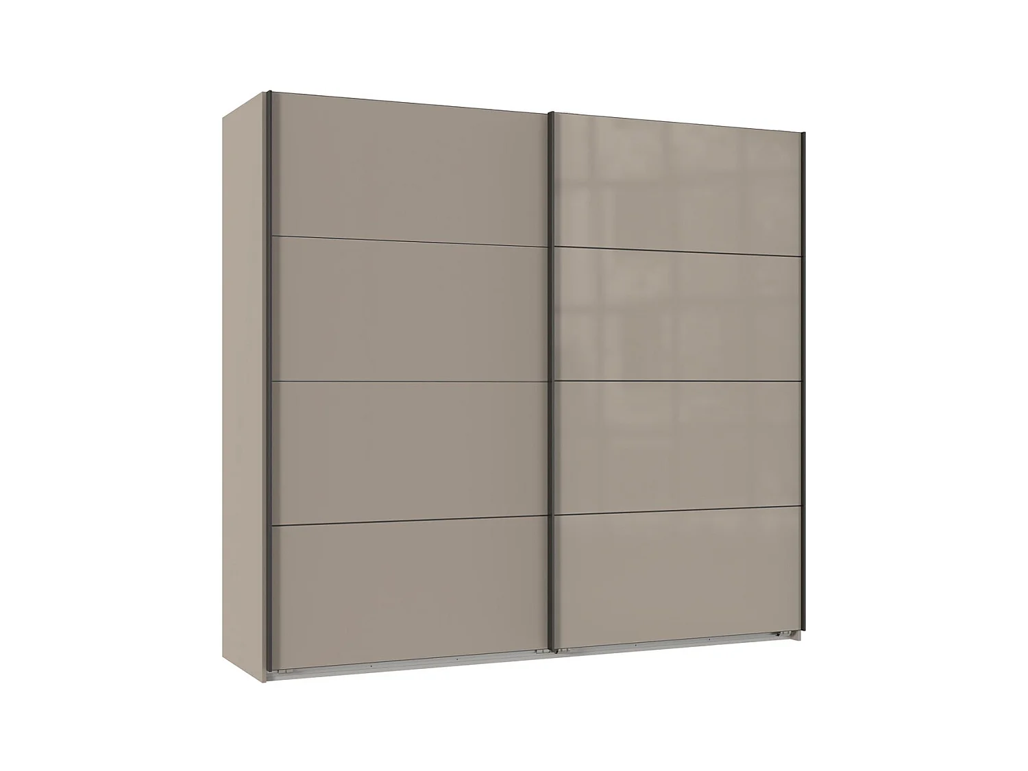 Armoire à portes coulissantes coloris Gris et verre coloris gris,  graphite  -Longueur 225 x Hauteur 208  x Profondeur 65 cm 