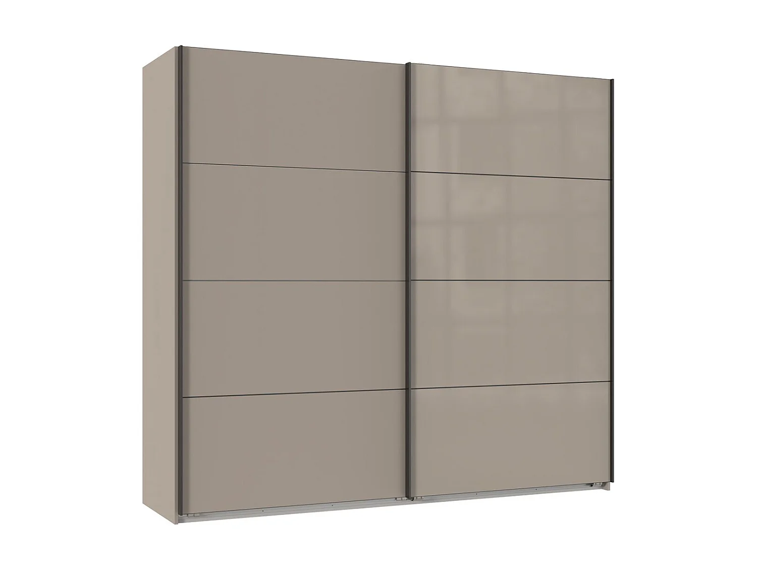 Armoire à portes coulissantes coloris Gris et verre coloris gris,  graphite  -Longueur 225 x Hauteur 208  x Profondeur 65 cm 
