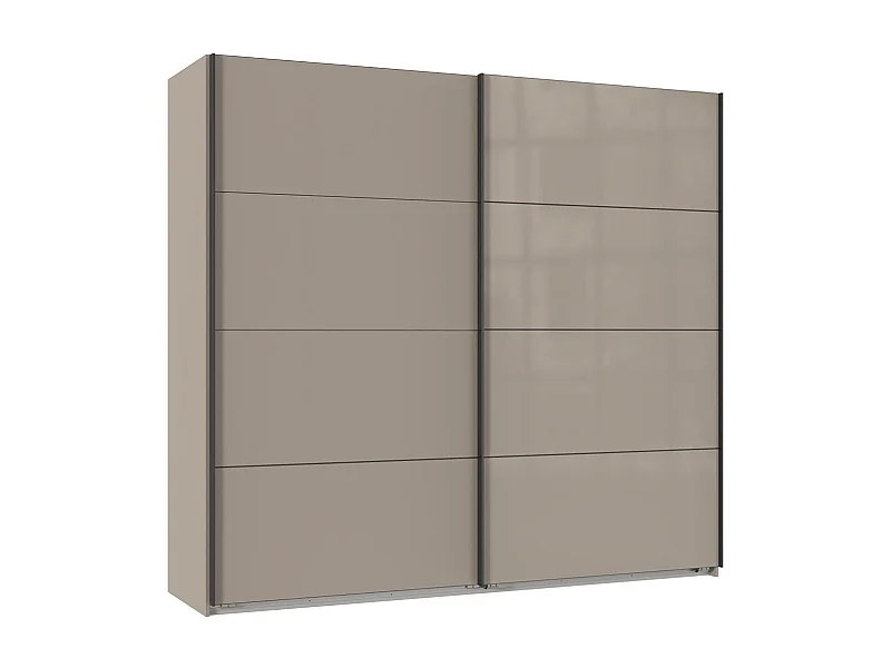 Armoire à portes coulissantes coloris Gris et verre coloris gris,  graphite  -Longueur 225 x Hauteur 208  x Profondeur 65 cm 