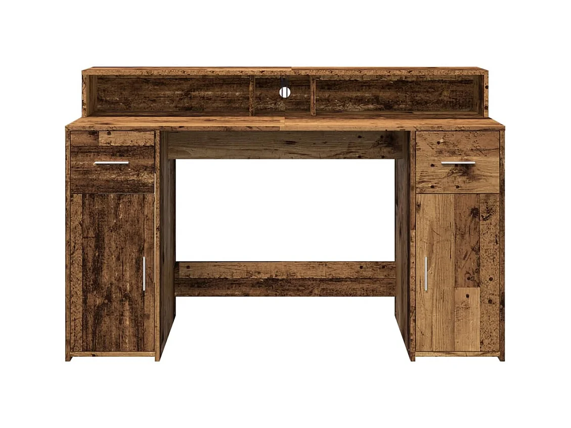 Bureau avec lumières LED vieux bois bois d'ingénierie