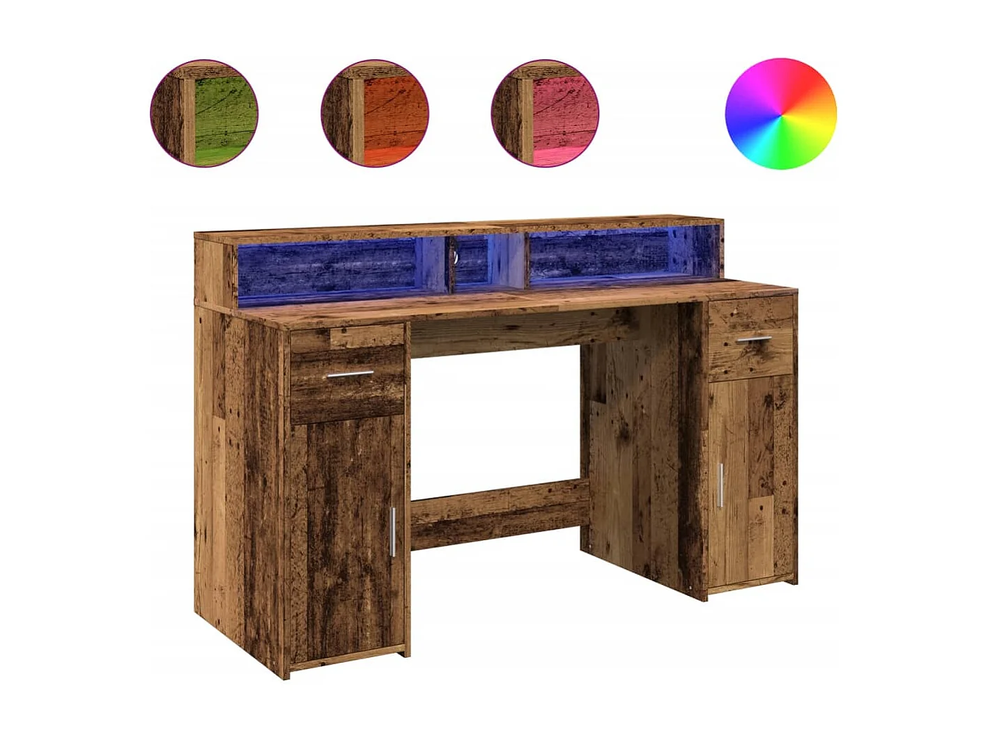 LED-Schreibtisch Altholz-Optik 140x55x91 cm Holzwerkstoff