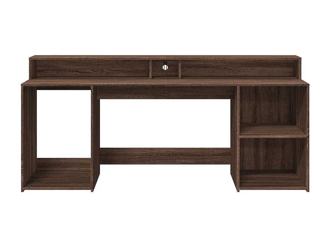 LED-Schreibtisch Braun Eichen-Optik 200x55x91 Holzwerkstoff