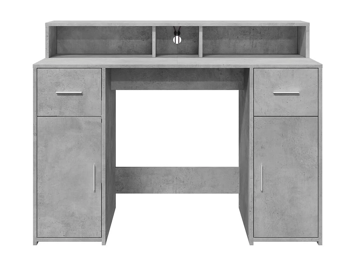 LED-Schreibtisch Betongrau 120x55x91 cm Holzwerkstoff