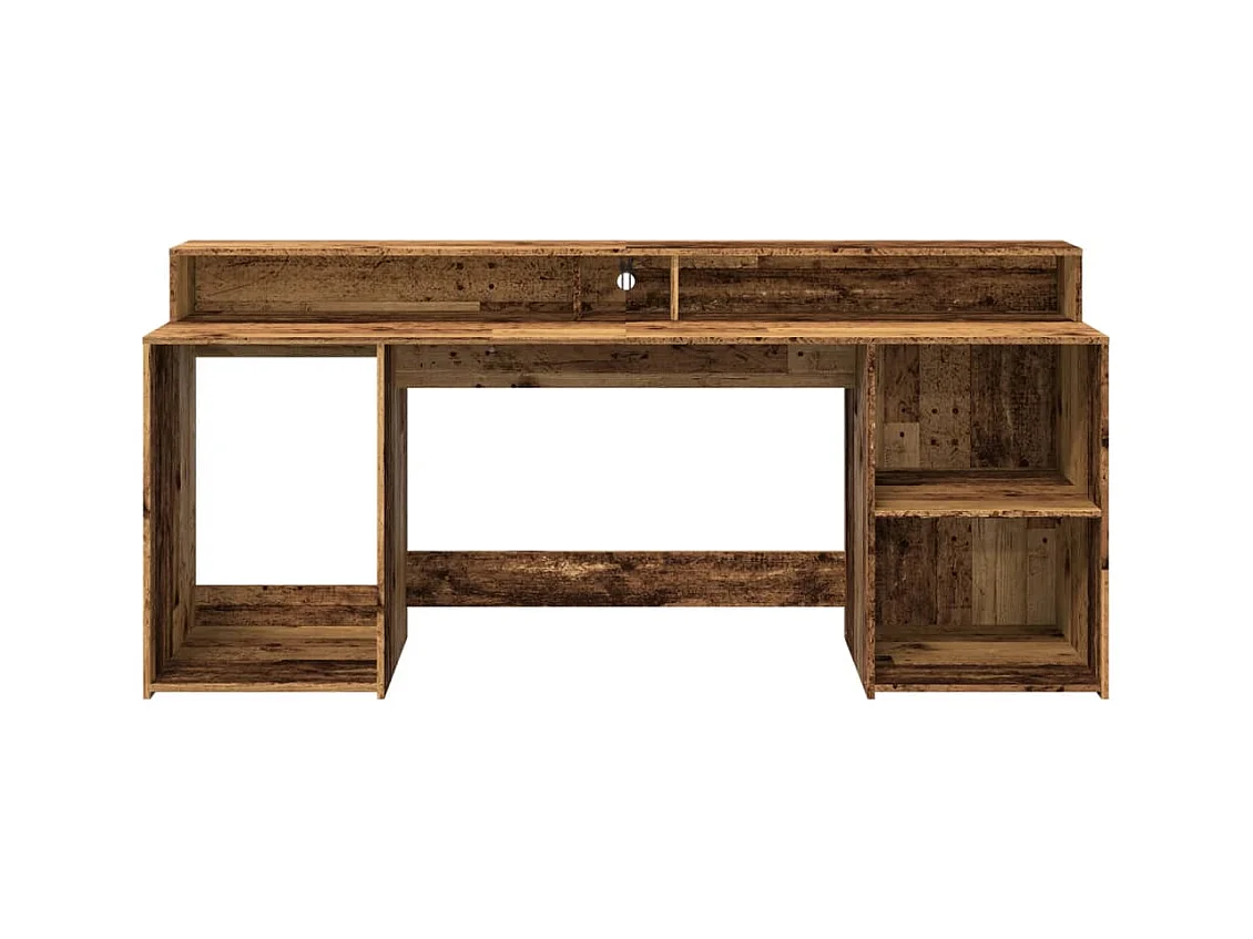 Bureau avec lumières LED vieux bois bois d'ingénierie