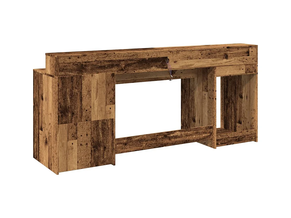 Bureau avec lumières LED vieux bois bois d'ingénierie