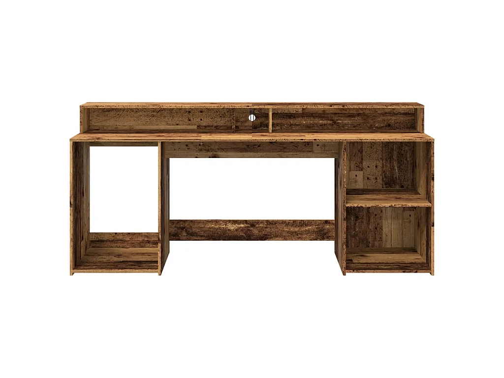 Bureau avec lumières LED vieux bois bois d'ingénierie