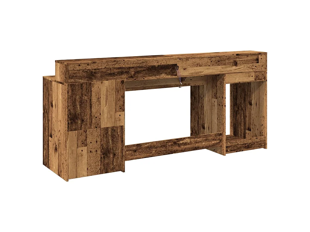 Bureau avec lumières LED vieux bois bois d'ingénierie