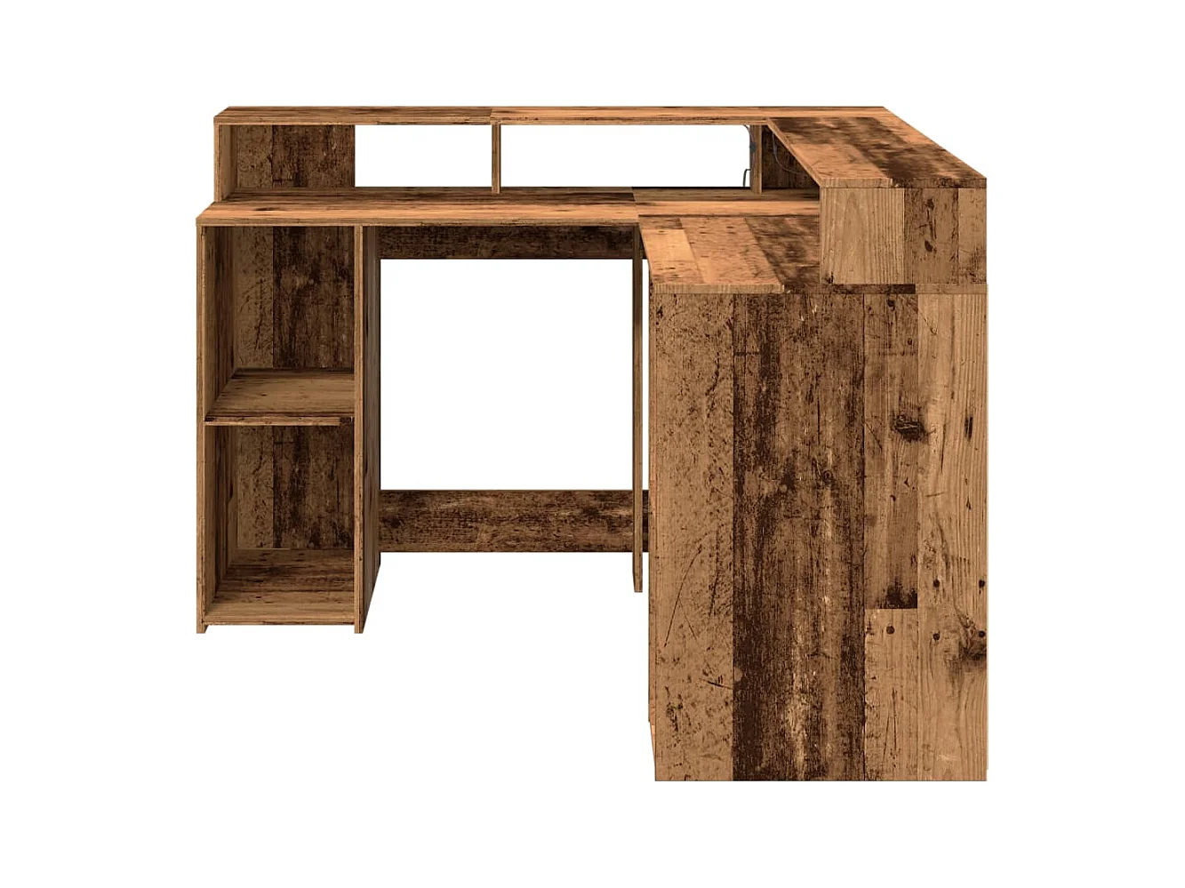 Bureau avec lumières LED vieux bois bois d'ingénierie