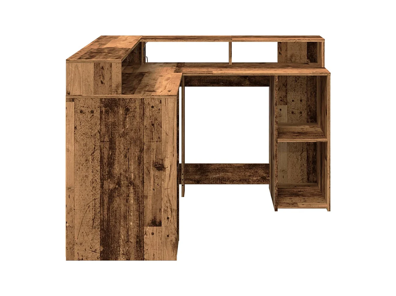 Bureau avec lumières LED vieux bois bois d'ingénierie