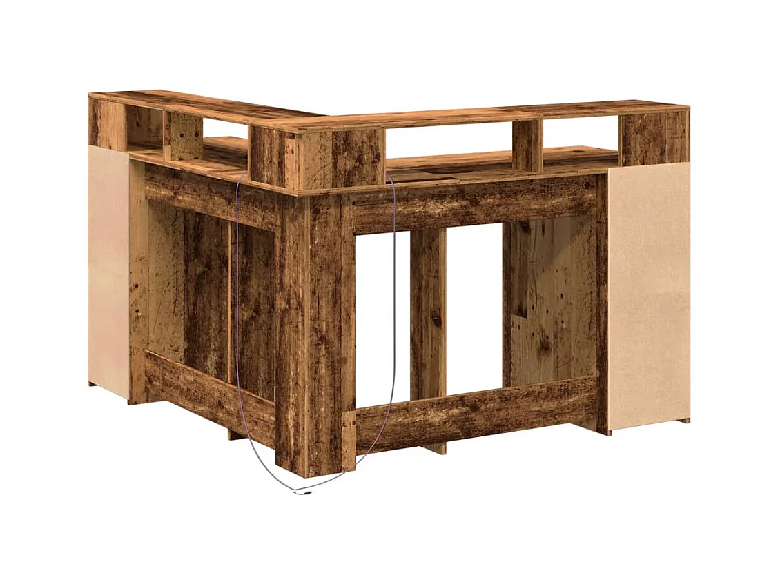 Bureau avec lumières LED vieux bois bois d'ingénierie