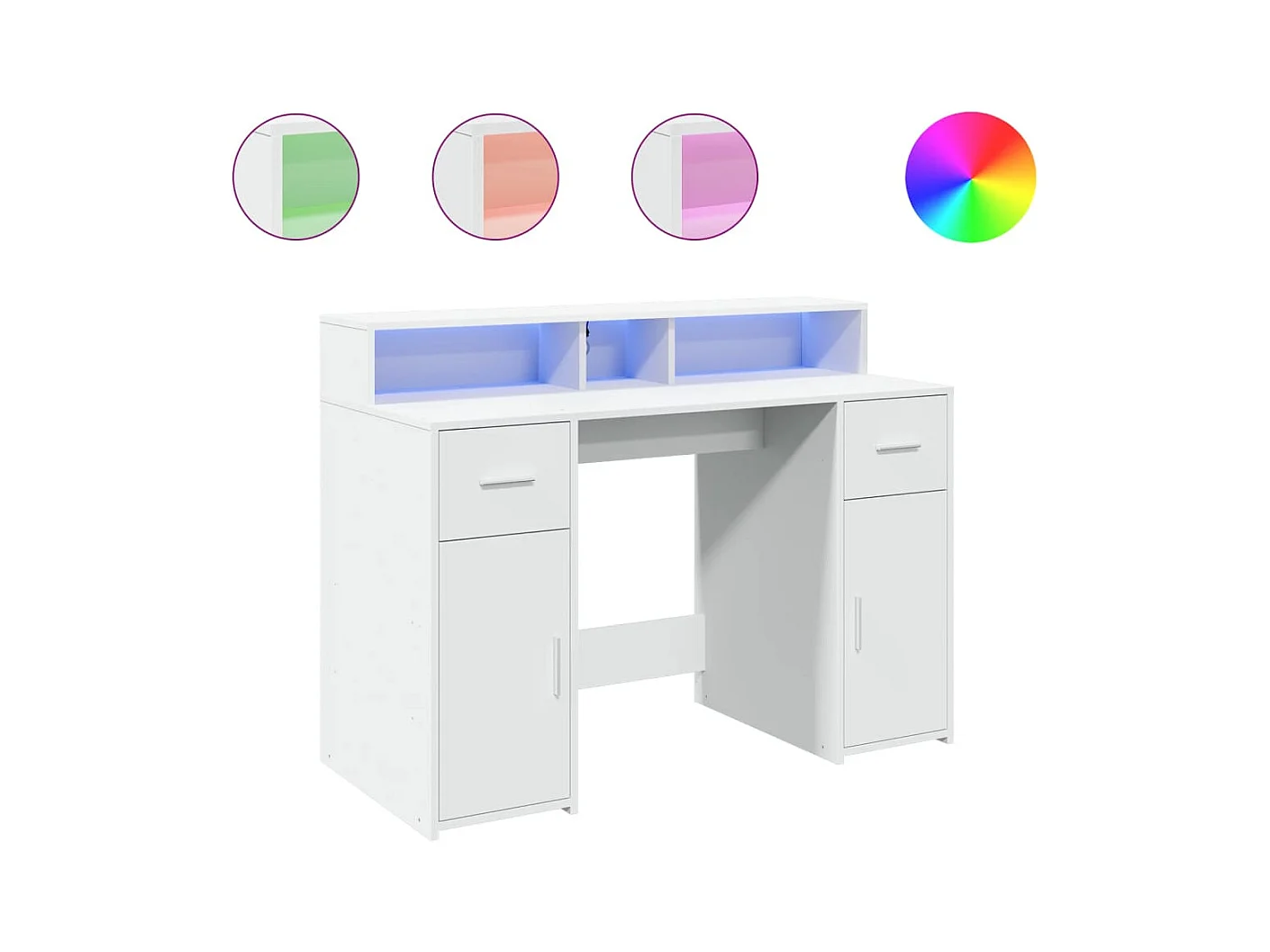 Bureau met LED-verlichting 120x55x91 cm bewerkt hout wit