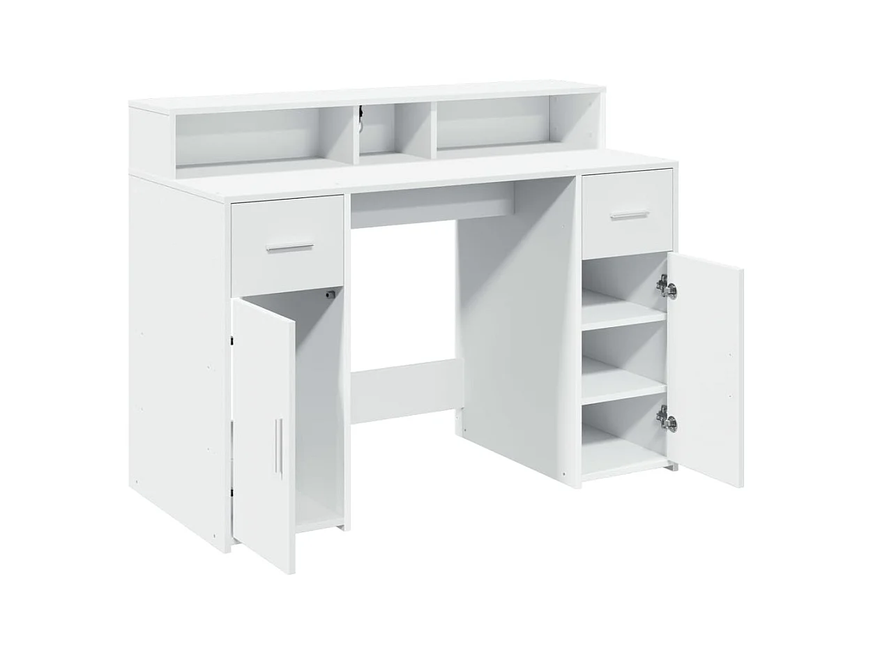Bureau met LED-verlichting 120x55x91 cm bewerkt hout wit