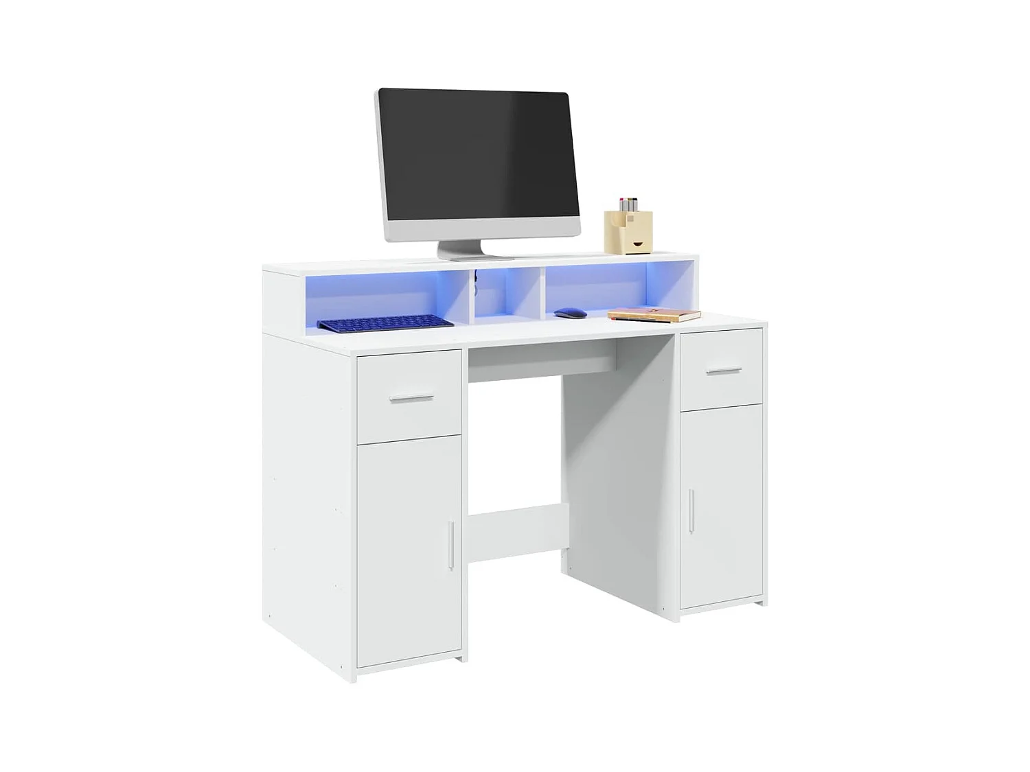 Bureau avec lumières LED blanc 120x55x91 cm bois d'ingénierie