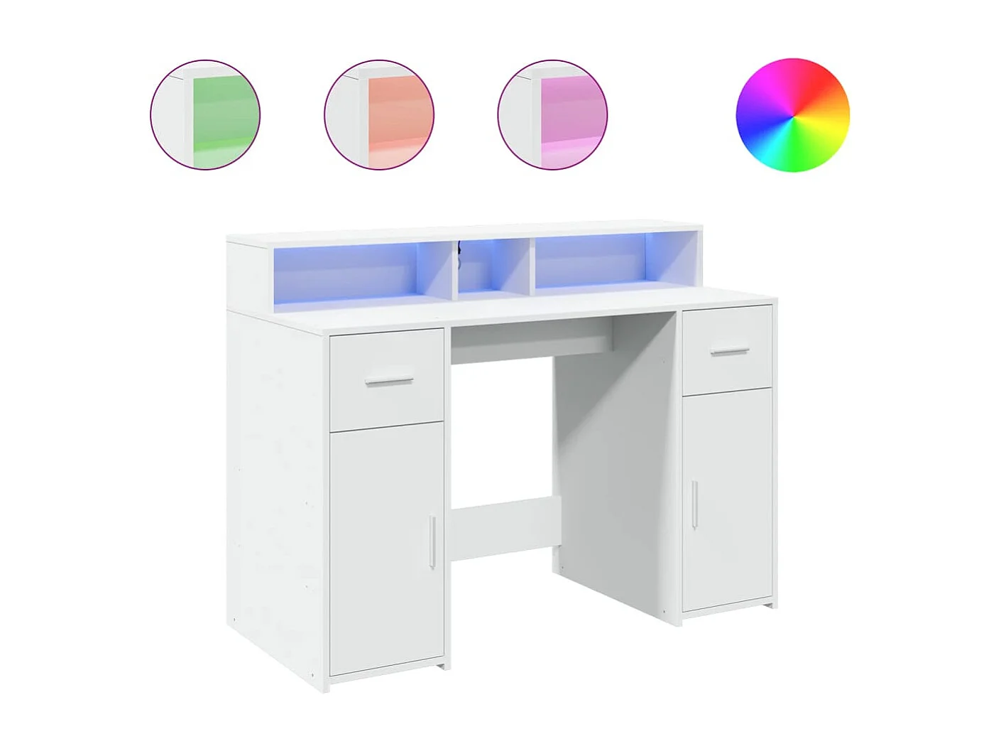 LED-Schreibtisch Weiß 120x55x91 cm Holzwerkstoff