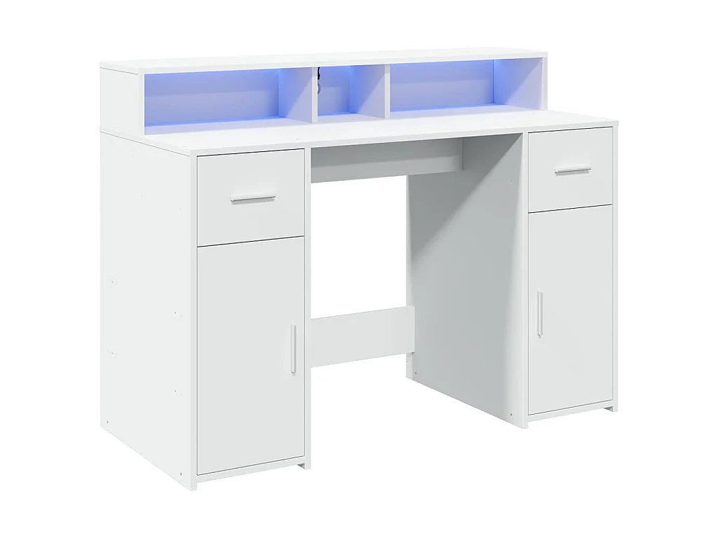 Scrivania con Luci LED Bianca 120x55x91 cm in Truciolato