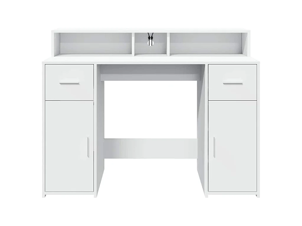 Scrivania con Luci LED Bianca 120x55x91 cm in Truciolato