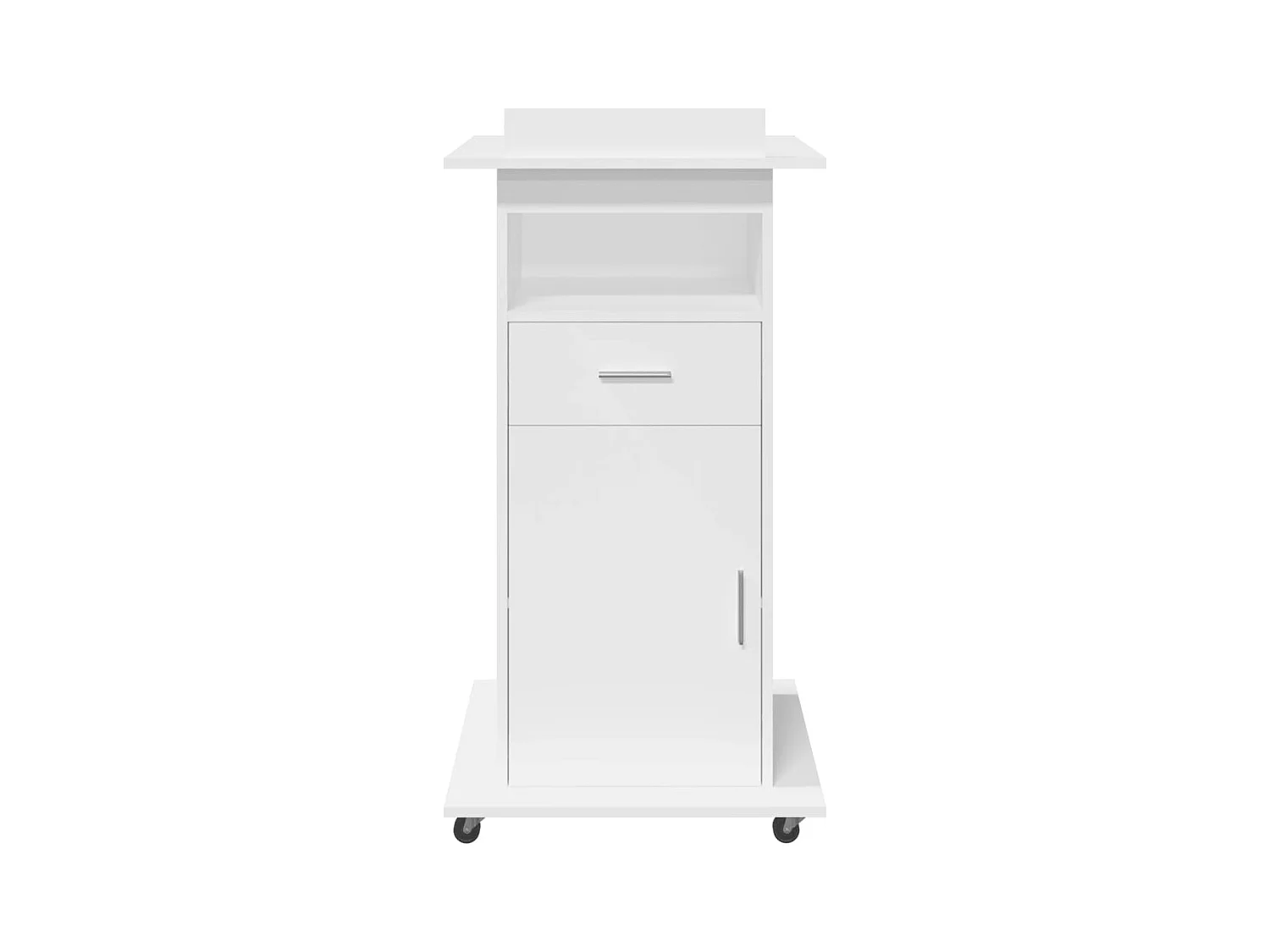 Pupitre et roues et tiroir blanc 55x55x107 cm bois d'ingénierie