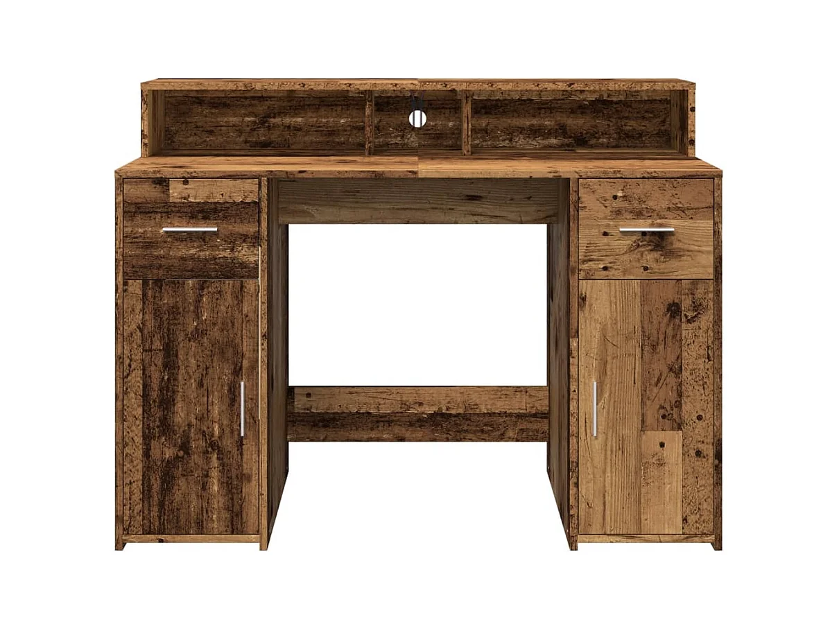 Bureau avec lumières LED vieux bois bois d'ingénierie