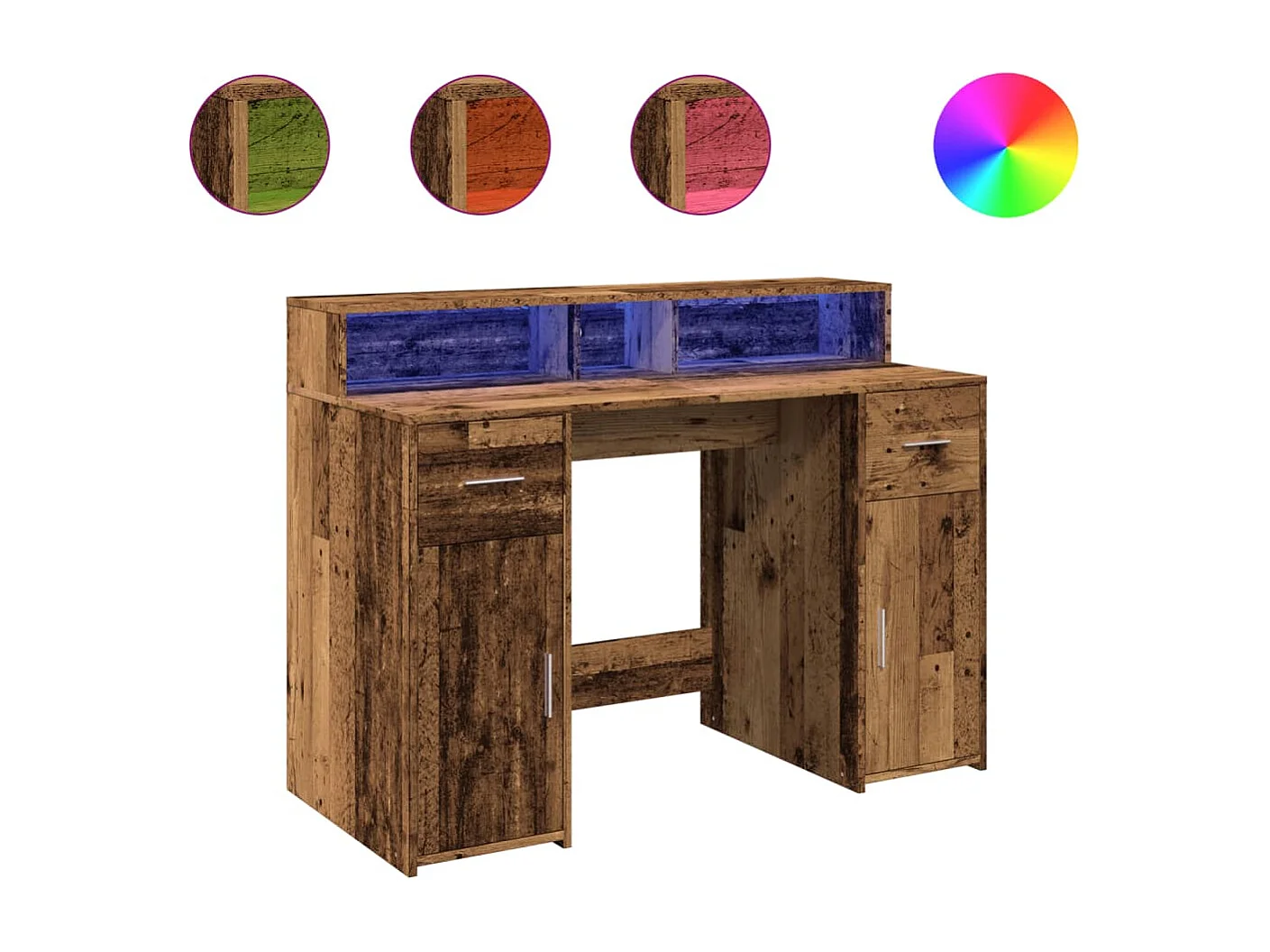 LED-Schreibtisch Altholz-Optik 120x55x91 cm Holzwerkstoff