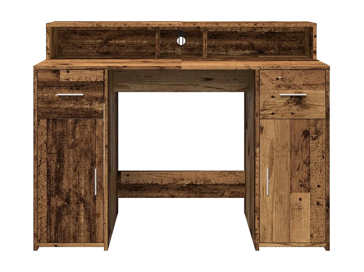 LED-Schreibtisch Altholz-Optik 120x55x91 cm Holzwerkstoff