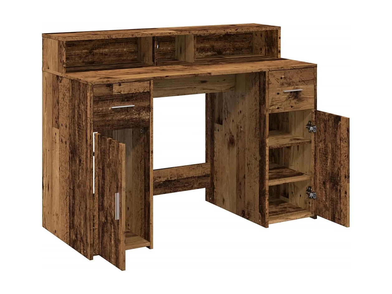 LED-Schreibtisch Altholz-Optik 120x55x91 cm Holzwerkstoff