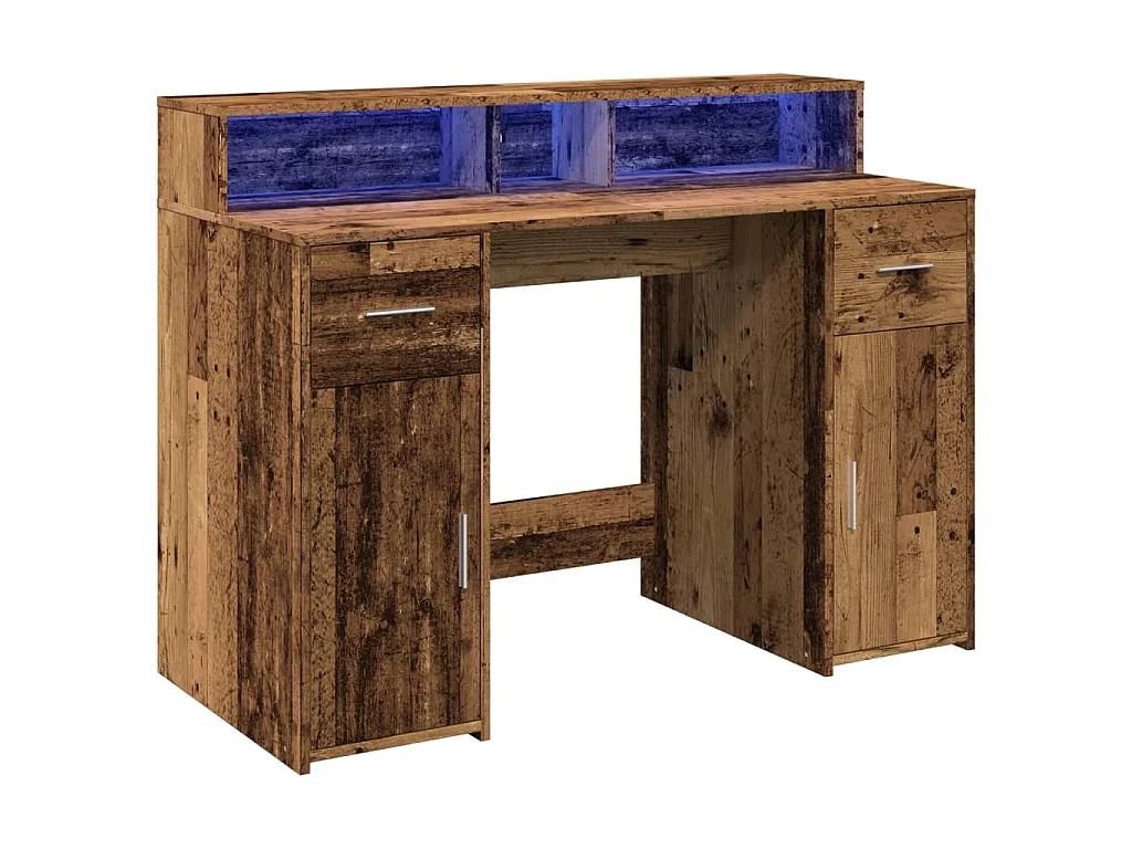 Scrivania con Luci LED Legno Antico 120x55x91 cm in Multistrato