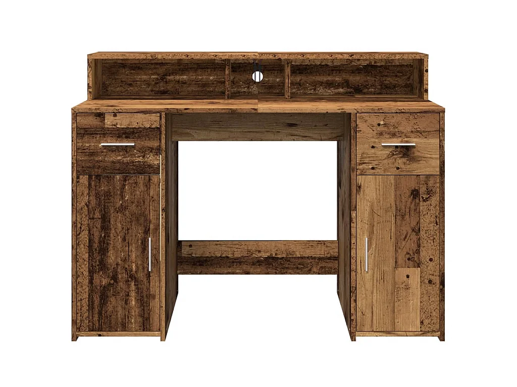 Scrivania con Luci LED Legno Antico 120x55x91 cm in Multistrato