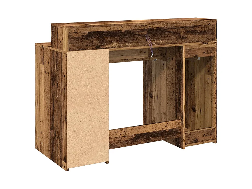 Scrivania con Luci LED Legno Antico 120x55x91 cm in Multistrato