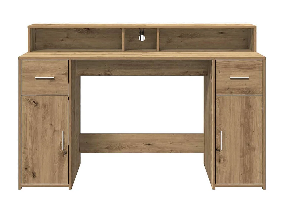 Bureau met LED-verlichting 140x55x91 cm hout artisanaal eiken