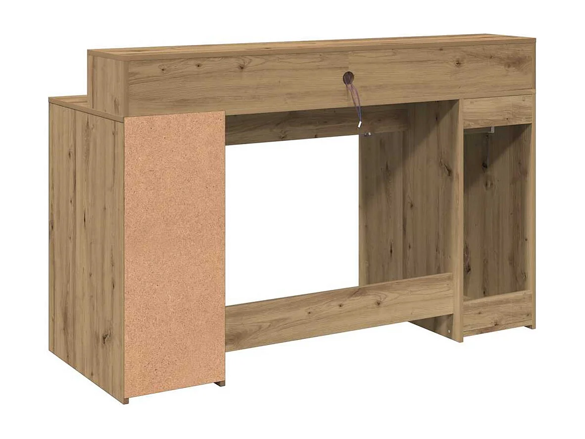 Bureau avec lumières LED chêne artisanal bois d'ingénierie