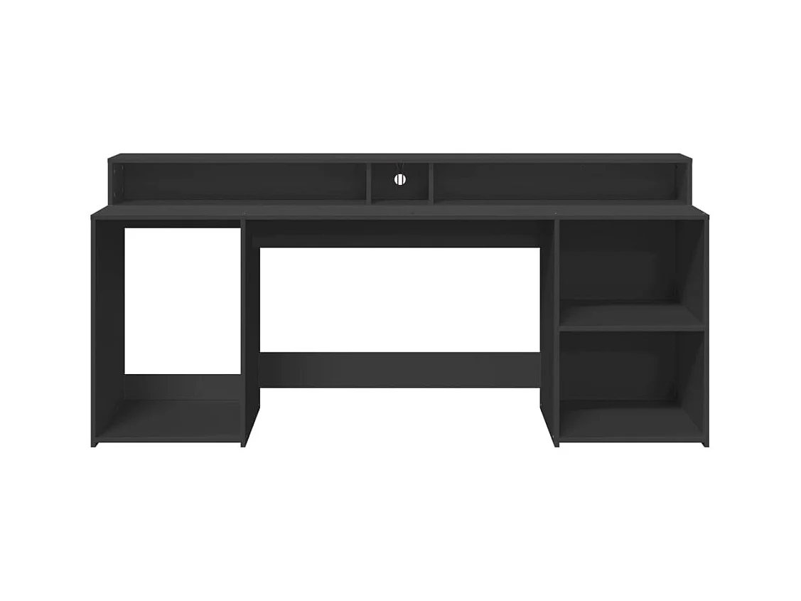 Scrivania con Luci LED Nera 200x55x91 cm in Truciolato