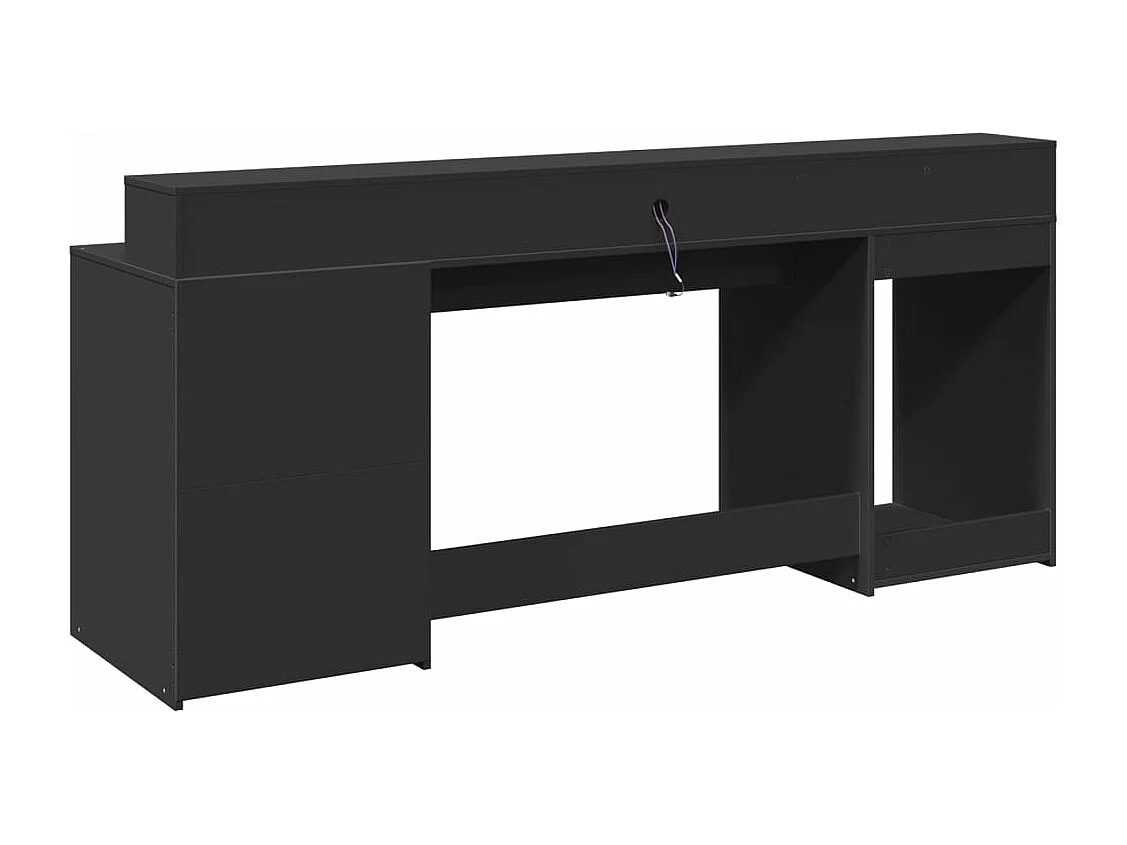 Secretária c/ luzes LED 200x55x91 cm derivados de madeira preto