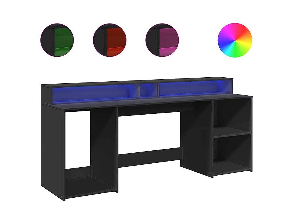 Bureau avec lumières LED noir 200x55x91 cm bois d'ingénierie