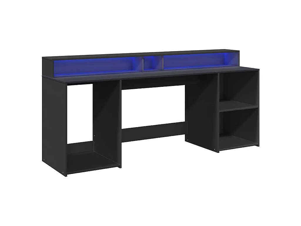 Bureau avec lumières LED noir 200x55x91 cm bois d'ingénierie