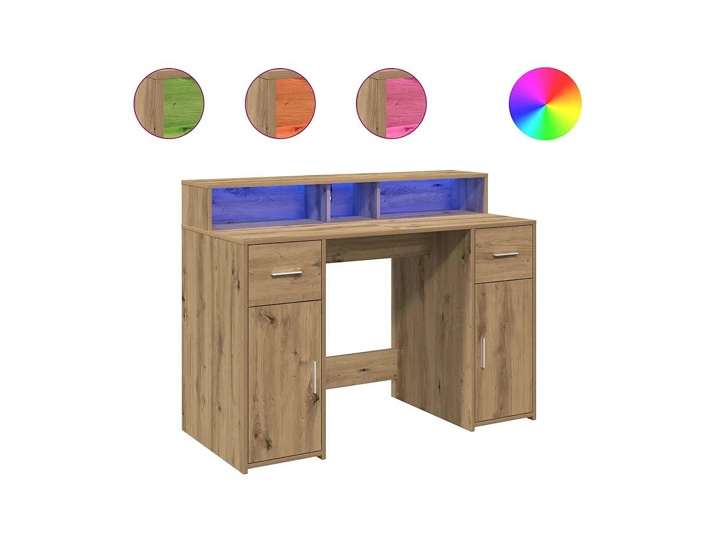 Scrivania con Luci LED Rovere 120x55x91 cm in Legno Multistrato