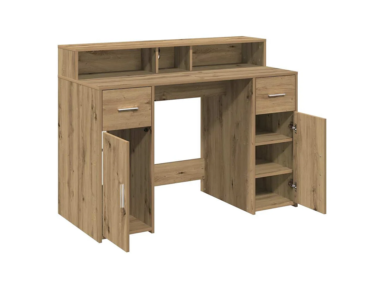 Scrivania con Luci LED Rovere 120x55x91 cm in Legno Multistrato